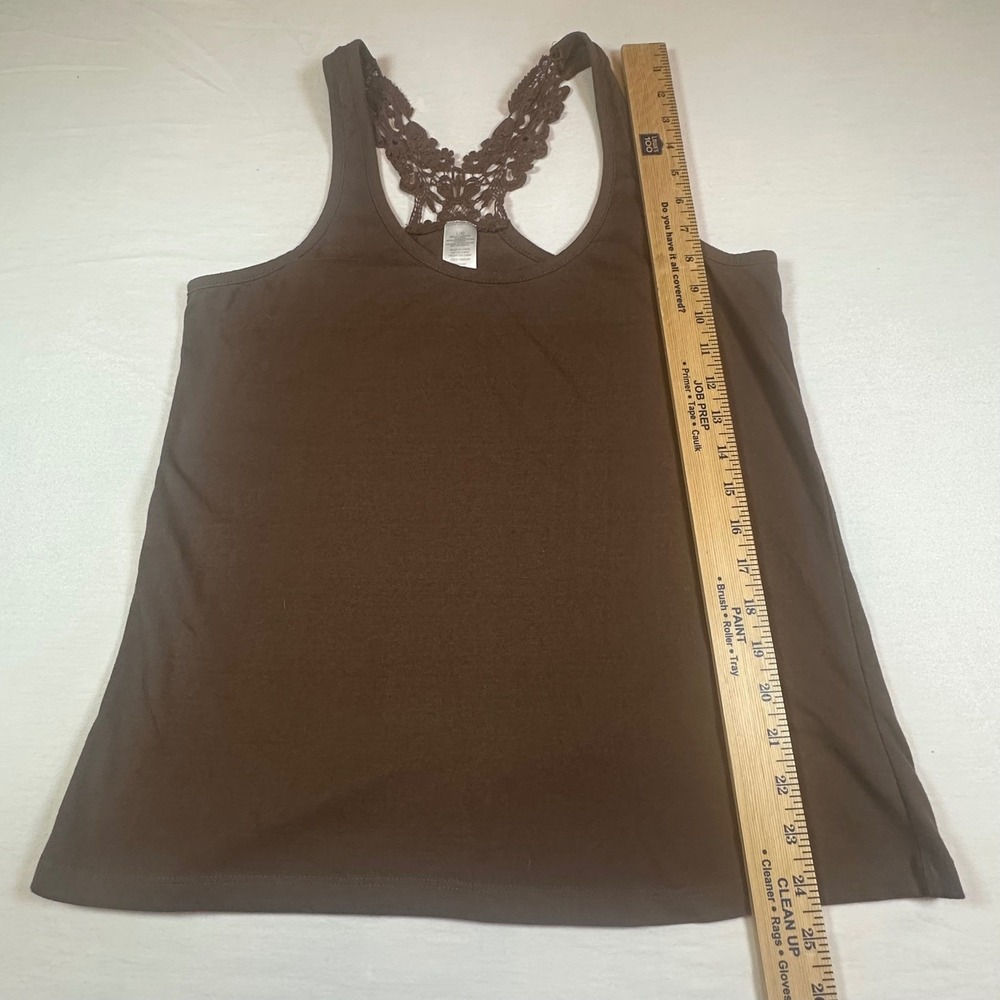 Women's Brown Crochet Racerback Tank Top Casual Summer Everyday Size Large - Picture 6 of 7